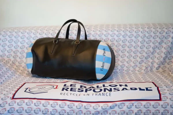 Sac de luxe en ballon de rugby recyclé - Eden Park (Ciel & Blanc)